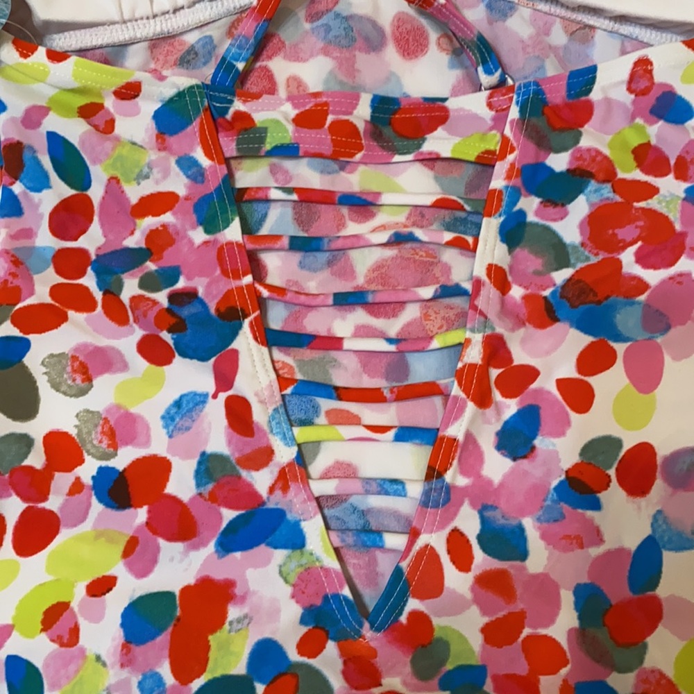 Bawdy Multi-Colored Dot One Piece Swimsuit, Medium - Picture 5 of 8